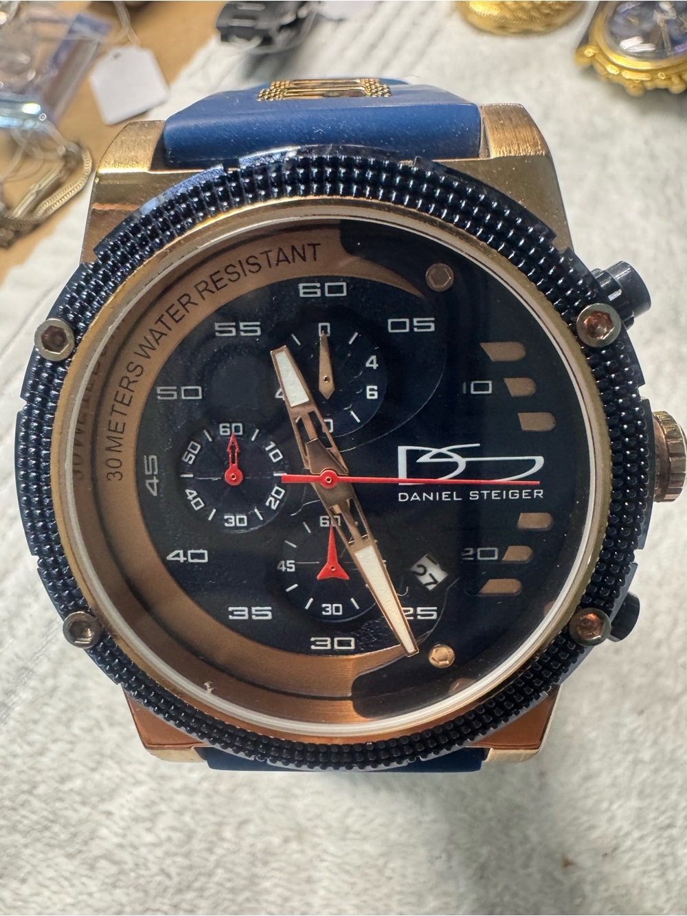 Men's Navy and Gold Chronograph Watch